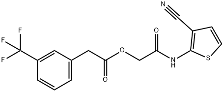 2-[(3-CYANO-2-THIENYL)AMINO]-2-OXOETHYL 2-[3-(TRIFLUOROMETHYL)PHENYL]ACETATE Struktur