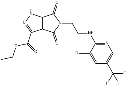 ETHYL 5-(2-([3-CHLORO-5-(TRIFLUOROMETHYL)-2-PYRIDINYL]AMINO)ETHYL)-4,6-DIOXO-1,3A,4,5,6,6A-HEXAHYDROPYRROLO[3,4-C]PYRAZOLE-3-CARBOXYLATE Struktur