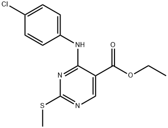 ETHYL 4-(4-CHLOROANILINO)-2-(METHYLSULFANYL)-5-PYRIMIDINECARBOXYLATE Struktur