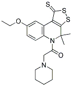 1-(8-ETHOXY-4,4-DIMETHYL-1-THIOXO-1H-[1,2]DITHIOLO[3,4-C]QUINOLIN-5(4H)-YL)-2-(PIPERIDIN-1-YL)ETHANONE Struktur