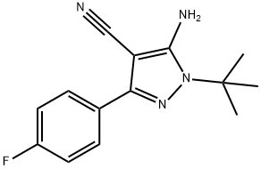 5-AMINO-1-(TERT-BUTYL)-3-(4-FLUOROPHENYL)-1H-PYRAZOLE-4-CARBONITRILE Struktur