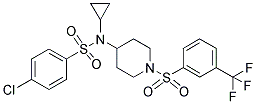 4-CHLORO-N-CYCLOPROPYL-N-[[1-(3-TRIFLUOROMETHYL)PHENYLSULPHONYL]PIPERIDIN-4-YL]BENZENESULPHONAMIDE Struktur