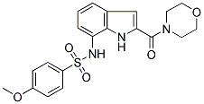 4-[(7-[((4-METHOXYPHENYL)SULPHONYL)AMINO]-(1H)-INDOL-2-YL)CARBONYL]MORPHOLINE Struktur