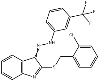 2-[(2-CHLOROBENZYL)SULFANYL]-3H-INDOL-3-ONE N-[3-(TRIFLUOROMETHYL)PHENYL]HYDRAZONE Struktur