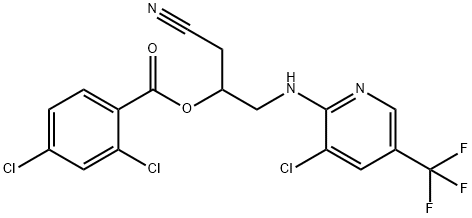 2-([3-CHLORO-5-(TRIFLUOROMETHYL)-2-PYRIDINYL]AMINO)-1-(CYANOMETHYL)ETHYL 2,4-DICHLOROBENZENECARBOXYLATE Struktur