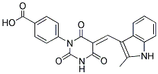 4-[(5E)-5-[(2-METHYL-1H-INDOL-3-YL)METHYLENE]-2,4,6-TRIOXOTETRAHYDROPYRIMIDIN-1(2H)-YL]BENZOIC ACID Struktur