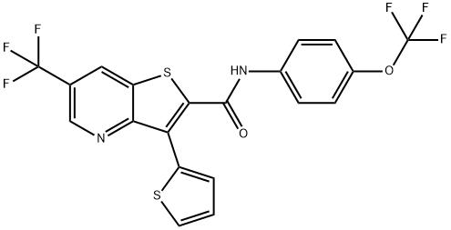 3-(2-THIENYL)-N-[4-(TRIFLUOROMETHOXY)PHENYL]-6-(TRIFLUOROMETHYL)THIENO[3,2-B]PYRIDINE-2-CARBOXAMIDE Struktur