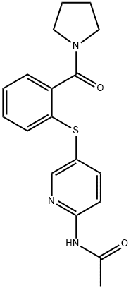 N-(5-([2-(1-PYRROLIDINYLCARBONYL)PHENYL]SULFANYL)-2-PYRIDINYL)ACETAMIDE Struktur