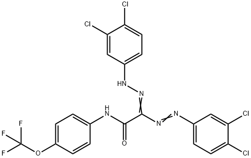 2-[2-(3,4-DICHLOROPHENYL)DIAZENYL]-2-[2-(3,4-DICHLOROPHENYL)HYDRAZONO]-N-[4-(TRIFLUOROMETHOXY)PHENYL]ACETAMIDE Struktur