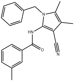 N-(1-BENZYL-3-CYANO-4,5-DIMETHYL-1H-PYRROL-2-YL)-3-METHYLBENZENECARBOXAMIDE Struktur