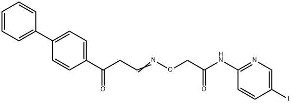 2-([(3-[1,1'-BIPHENYL]-4-YL-3-OXOPROPYLIDENE)AMINO]OXY)-N-(5-IODO-2-PYRIDINYL)ACETAMIDE Struktur