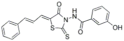 3-HYDROXY-N-((5Z)-4-OXO-5-[(2E)-3-PHENYLPROP-2-ENYLIDENE]-2-THIOXO-1,3-THIAZOLIDIN-3-YL)BENZAMIDE Struktur