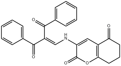 3-[(2-BENZOYL-3-OXO-3-PHENYL-1-PROPENYL)AMINO]-7,8-DIHYDRO-2H-CHROMENE-2,5(6H)-DIONE Struktur