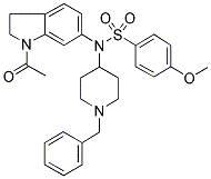 N-(1-ACETYL-2,3-DIHYDRO-(1H)-INDOL-6-YL)-N-(1-BENZYLPIPERIDIN-4-YL)-4-METHOXYBENZENESULPHONAMIDE Struktur