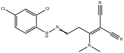 2-[3-[2-(2,4-DICHLOROPHENYL)HYDRAZONO]-1-(DIMETHYLAMINO)PROPYLIDENE]MALONONITRILE Struktur