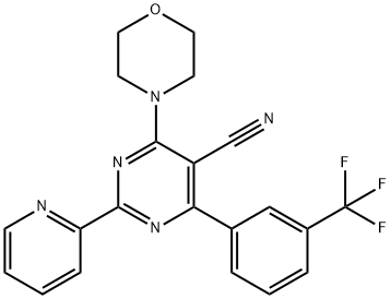 4-MORPHOLINO-2-(2-PYRIDINYL)-6-[3-(TRIFLUOROMETHYL)PHENYL]-5-PYRIMIDINECARBONITRILE Struktur