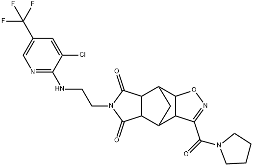 10-(2-([3-CHLORO-5-(TRIFLUOROMETHYL)-2-PYRIDINYL]AMINO)ETHYL)-5-(1-PYRROLIDINYLCARBONYL)-3-OXA-4,10-DIAZATETRACYCLO[5.5.1.0(2,6).0(8,12)]TRIDEC-4-ENE-9,11-DIONE Struktur