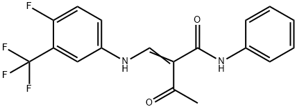 2-ACETYL-3-((4-FLUORO-3-(TRIFLUOROMETHYL)PHENYL)AMINO)-N-PHENYLPROP-2-ENAMIDE Struktur