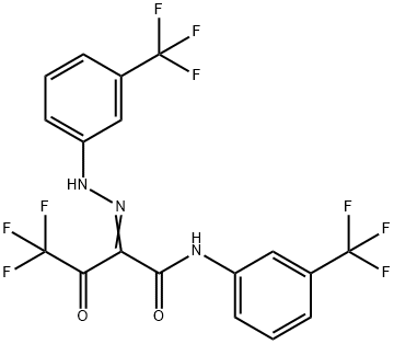 4,4,4-TRIFLUORO-3-OXO-N-[3-(TRIFLUOROMETHYL)PHENYL]-2-((Z)-2-[3-(TRIFLUOROMETHYL)PHENYL]HYDRAZONO)BUTANAMIDE Struktur