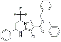 N,N-DIBENZYL-3-CHLORO-5-PHENYL-7-(TRIFLUOROMETHYL)-4,5,6,7-TETRAHYDROPYRAZOLO[1,5-A]PYRIMIDINE-2-CARBOXAMIDE Struktur