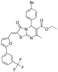 (Z)-ETHYL 5-(4-BROMOPHENYL)-7-METHYL-3-OXO-2-((5-(3-(TRIFLUOROMETHYL)PHENYL)FURAN-2-YL)METHYLENE)-3,5-DIHYDRO-2H-THIAZOLO[3,2-A]PYRIMIDINE-6-CARBOXYLATE Struktur