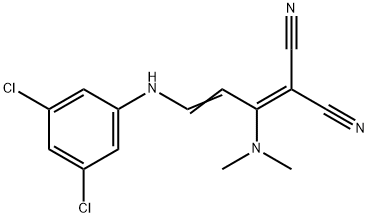 2-[3-(3,5-DICHLOROANILINO)-1-(DIMETHYLAMINO)-2-PROPENYLIDENE]MALONONITRILE Struktur