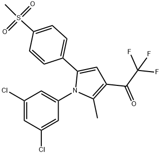 1-(1-(3,5-DICHLOROPHENYL)-2-METHYL-5-[4-(METHYLSULFONYL)PHENYL]-1H-PYRROL-3-YL)-2,2,2-TRIFLUORO-1-ETHANONE Struktur