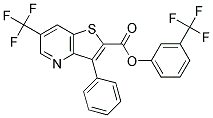 3-(TRIFLUOROMETHYL)PHENYL 3-PHENYL-6-(TRIFLUOROMETHYL)THIENO[3,2-B]PYRIDINE-2-CARBOXYLATE Struktur