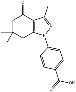 4-(3,6,6-TRIMETHYL-4-OXO-4,5,6,7-TETRAHYDRO-1H-INDAZOL-1-YL)BENZOIC ACID Struktur