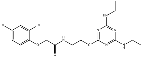 N-(2-{[4,6-BIS(ETHYLAMINO)-1,3,5-TRIAZIN-2-YL]OXY}ETHYL)-2-(2,4-DICHLOROPHENOXY)ACETAMIDE Struktur