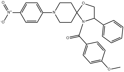 (4-METHOXYPHENYL)[8-(4-NITROPHENYL)-3-PHENYL-1-OXA-4,8-DIAZASPIRO[4.5]DEC-4-YL]METHANONE Struktur