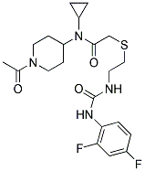 N-[2-((1-ACETYLPIPERIDIN-4-YL)CYCLOPROPYLAMINOACETYLTHIO)ETHYL]-N'-2,4-DIFLUOROPHENYLUREA Struktur