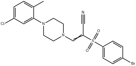 2-((4-BROMOPHENYL)SULFONYL)-3-(4-(5-CHLORO-2-METHYLPHENYL)PIPERAZINYL)PROP-2-ENENITRILE Struktur