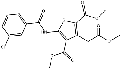 DIMETHYL 5-[(3-CHLOROBENZOYL)AMINO]-3-(2-METHOXY-2-OXOETHYL)-2,4-THIOPHENEDICARBOXYLATE Struktur