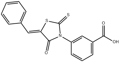 3-{4-オキソ-5-[1-フェニル-METH-(Z)-イリデン]-2-チオキソ-チアゾリジン-3-イル}-安息香酸 化學(xué)構(gòu)造式