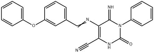 5-(1-AZA-2-(3-PHENOXYPHENYL)VINYL)-4-IMINO-2-OXO-3-PHENYL-1H-1,3-DIAZINE-6-CARBONITRILE Struktur