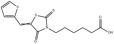 6-(4-OXO-5-THIOPHEN-2-YLMETHYLENE-2-THIOXO-THIAZOLIDIN-3-YL)-HEXANOIC ACID Struktur