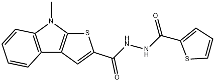 8-METHYL-N'-(2-THIENYLCARBONYL)-8H-THIENO[2,3-B]INDOLE-2-CARBOHYDRAZIDE Struktur