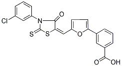 3-(5-{(E)-[3-(3-CHLOROPHENYL)-4-OXO-2-THIOXO-1,3-THIAZOLIDIN-5-YLIDENE]METHYL}-2-FURYL)BENZOIC ACID Struktur