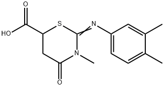 2-(3,4-DIMETHYL-PHENYLIMINO)-3-METHYL-4-OXO-[1,3]THIAZINANE-6-CARBOXYLIC ACID Struktur