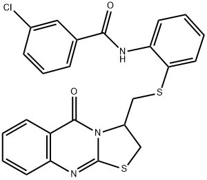 3-CHLORO-N-(2-([(5-OXO-2,3-DIHYDRO-5H-[1,3]THIAZOLO[2,3-B]QUINAZOLIN-3-YL)METHYL]SULFANYL)PHENYL)BENZENECARBOXAMIDE Struktur