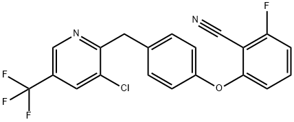 2-(4-([3-CHLORO-5-(TRIFLUOROMETHYL)-2-PYRIDINYL]METHYL)PHENOXY)-6-FLUOROBENZENECARBONITRILE Struktur