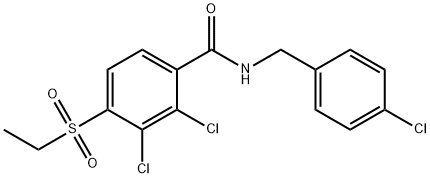 2,3-DICHLORO-N-(4-CHLOROBENZYL)-4-(ETHYLSULFONYL)BENZENECARBOXAMIDE Struktur