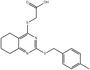 2-((2-[(4-METHYLBENZYL)SULFANYL]-5,6,7,8-TETRAHYDRO-4-QUINAZOLINYL)SULFANYL)ACETIC ACID Struktur