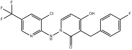 1-([3-CHLORO-5-(TRIFLUOROMETHYL)-2-PYRIDINYL]AMINO)-3-(4-FLUOROBENZYL)-4-HYDROXY-2(1H)-PYRIDINONE Struktur