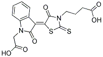 4-((5Z)-5-[1-(CARBOXYMETHYL)-2-OXO-1,2-DIHYDRO-3H-INDOL-3-YLIDENE]-4-OXO-2-THIOXO-1,3-THIAZOLIDIN-3-YL)BUTANOIC ACID Struktur