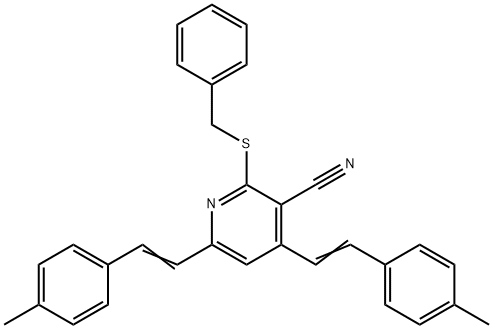 2-(BENZYLSULFANYL)-4,6-BIS(4-METHYLSTYRYL)NICOTINONITRILE Struktur