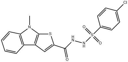 4-CHLORO-N'-[(8-METHYL-8H-THIENO[2,3-B]INDOL-2-YL)CARBONYL]BENZENESULFONOHYDRAZIDE Struktur