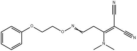 2-(1-(DIMETHYLAMINO)-3-[(2-PHENOXYETHOXY)IMINO]PROPYLIDENE)MALONONITRILE Struktur