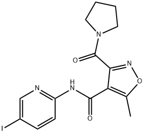 N-(5-IODO-2-PYRIDINYL)-5-METHYL-3-(1-PYRROLIDINYLCARBONYL)-4-ISOXAZOLECARBOXAMIDE Struktur